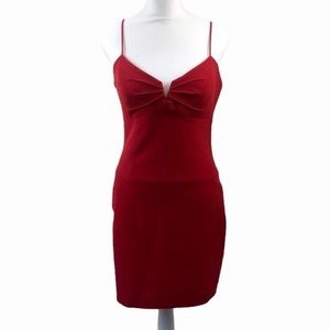 Black Halo Spaghetti Strap Bodycon Mini Dress Burgundy Red 4
